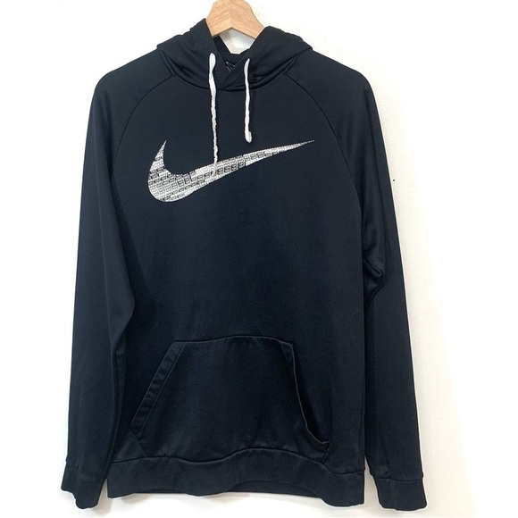 Nike Hoodie Dry Fit Woman Medium Sweatshirt Black Spell Out Pullover Y2K Retro - Picture 1 of 12